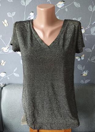 Женская блестящая блуза р.44/46 блузка блузочка футболка1 фото