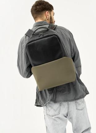 Мужской стильный рюкзак черный из хаки