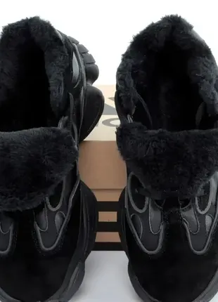 Adidas yeezy boost 500 чорні адідас зима winter ❄️ теплі зимові черевики чоботи fur хутро ☔️🌧🌤☀️5 фото