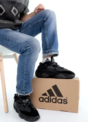 Adidas yeezy boost 500 чорні адідас зима winter ❄️ теплі зимові черевики чоботи fur хутро ☔️🌧🌤☀️8 фото