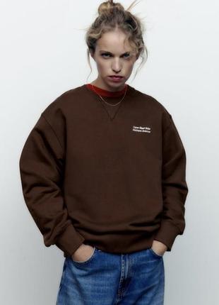 Zara свитшот с надписью, толстовка, худи, реглан, свитер, кофта1 фото