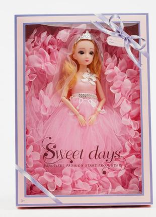 Лялька у весільній сукні 30см. лялька шарнірна в рожевій сукні. лялька принцеса3 фото