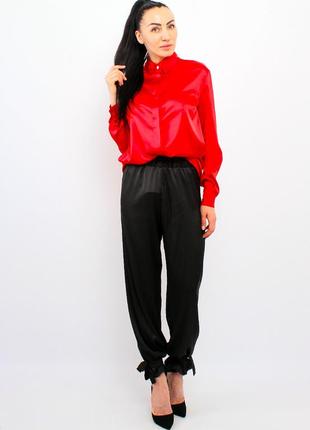 Шелковая рубашка на пуговицах (красный)2 фото