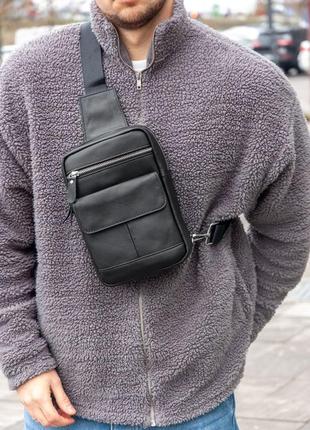 Кожаная сумка слинг pocket