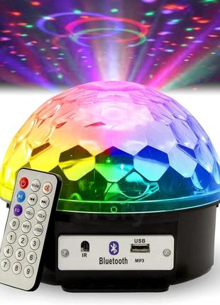 Світлодіодний музичний диско куля mp3 led bluetooth magic ball light + пульт флешка світломузика для вечірок2 фото