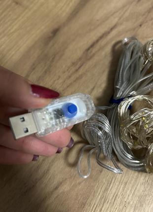 Топ продаж usb гирлянда штора на пульте работает от павер банка 2*3 метра капля росы6 фото