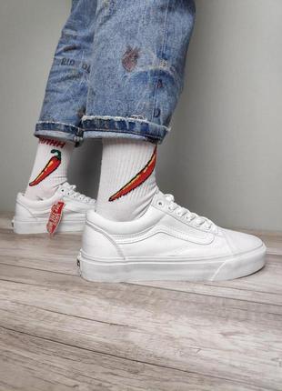 Чоловічі кеди vans old skool white 💥 smb ✔️2 фото