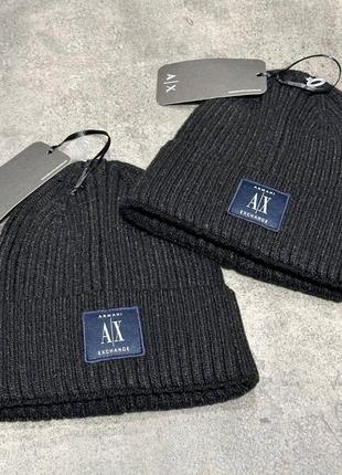 Брендовые мужские шапки armani / теплые шапки армани на осень - зима