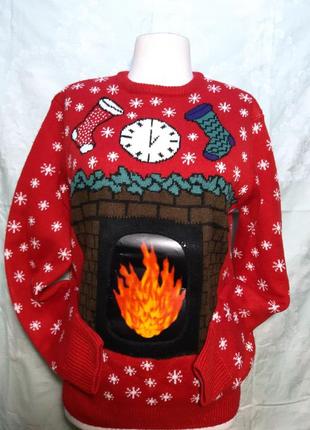 Новогодний мужской джемпер, рождественский свитер, свитшот, пуловер, кофта.