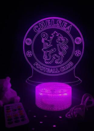 3d лампа фк челси, подарок для фанатов футбола, светильник или ночник, 7 цветов, 4 режима и пульт1 фото