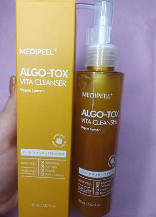 Гель для глубокого очищения кожи экстрактом лимона с эффектом детокса medi-peel algo-tox vita cleanser vegan lemon, 150ml