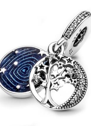 Срібна намистина-підвіска «дерево і галактичний місяць»
