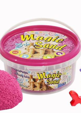 Кинетический песок magik sand, 0.350кг, розовый, в ведре, тм стратег, украина