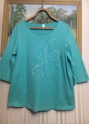 Бірюзова джерсі  футболка бавовна принт, болгарія