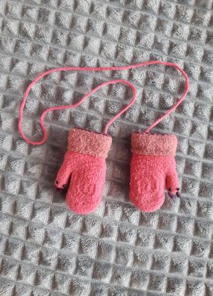 Теплые зимние перчатки девочке на 1-3 года