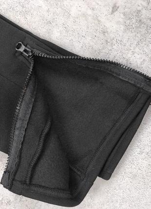 Черные мужские утепленные брюки с застежками / теплые спортивные штаны для мужчин3 фото
