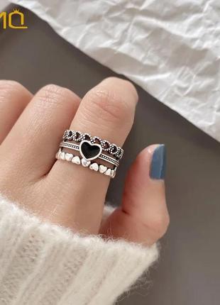 Женское регулируемое кольцо с камнями стразами и блестками, сердце, широкое массивное, украшения, стильное, модное, подарок акция скидка