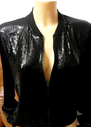 Ошатна вечірня кофта  бомбер на блискавці в паетках3 фото