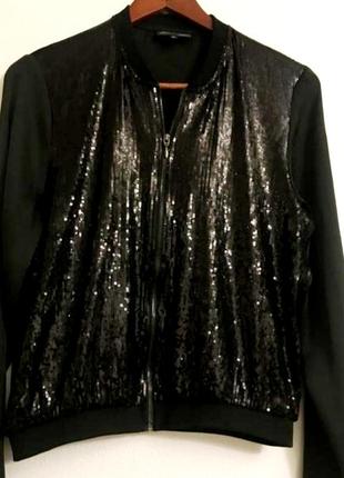 Ошатна вечірня кофта  бомбер на блискавці в паетках4 фото