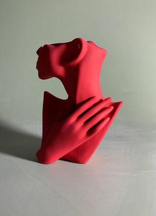 Гипсовое кашпо в скандинавском стиле, кашпо женское лицо с розой, кашпо для стабилизированного мха2 фото