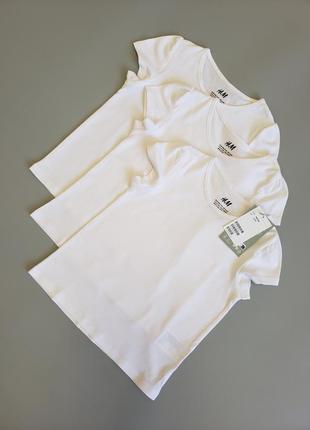 Набор из 3-х хлопковых белых однотонных футболок h&amp;m.3 фото