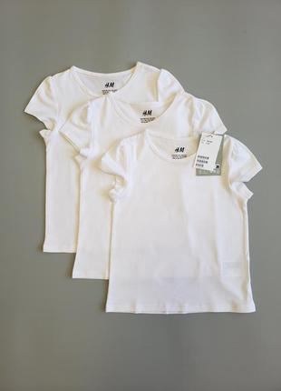Набор из 3-х хлопковых белых однотонных футболок h&amp;m.6 фото