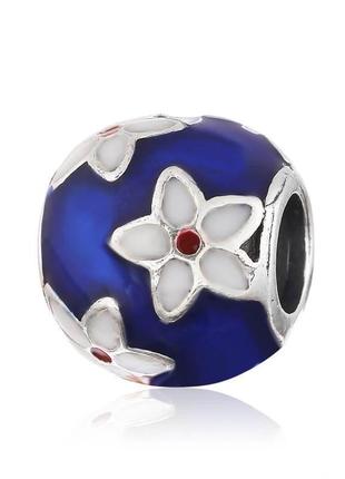 Серебряный шарм мистические цветы с эмалью