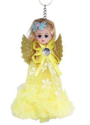 Лялька янгол брелок у жовтій сукні