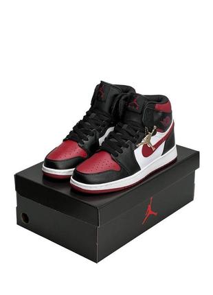 Мужские кроссовки nike air jordan 1 high black wine white 41