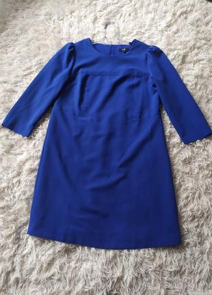 Плаття прямого крою з рукавами-ліхтариками кольору електрик