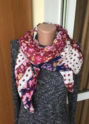 Лёгкий летний шарф платок палантин цветочный принт горошек