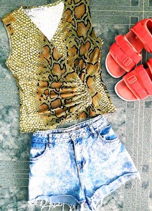 Базовий топ імітація зміїної шкіри crop top euro's.