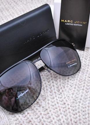 Фирменные солнцезащитные очки капля с боковой шорой marc john polarized mj07884 фото