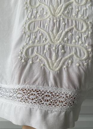 Легкая летняя вышиванка белая блузочка с вышивкой хлопок, вискоза h&amp;m2 фото