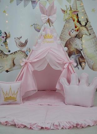 Вигвам для девочки принцесса + дополнительный полукруглый коврик  полный комплект !1 фото