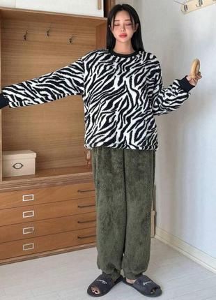 Плюшевая теплая женская пижама. женская пижама мех тедди5 фото