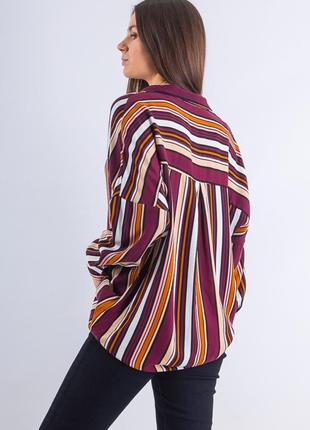 Рубашка удлиненная оверсайз, блузка в полоску, полосатая кофточка s-m2 фото