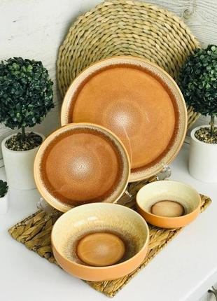 Сучасний, неймовірно гарний керамічний посуд на 6 персон 24 предмети ❤️/ набір тарілок / набір посуду6 фото