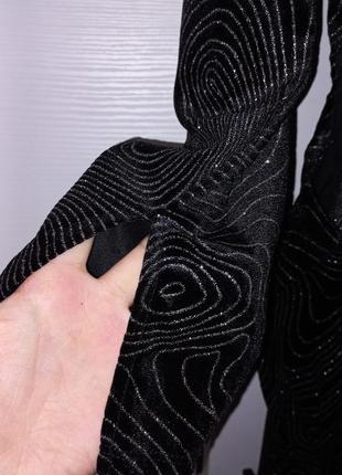 Черное велюровое короткое мини платье с блестками глитером праздничное новогоднее h&m9 фото