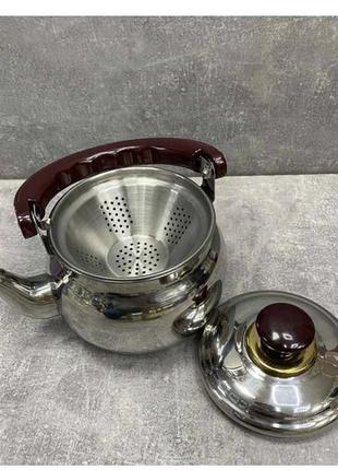 Чайник кухонний 1,8 літра (неіржавка сталь) зі свистком і заварником a-plus wk-90284 фото