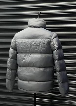 Куртка премиум качества зимняя hugo boss серая2 фото