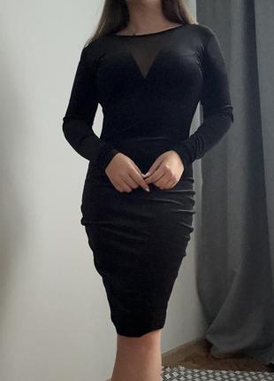Велюр черное платье amisu3 фото