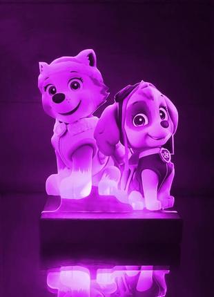 Переносной детский ночничок скай и эверест щенячий патруль с usb разъемом