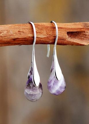 Сережки із натуральним каменем «precious drops»2 фото