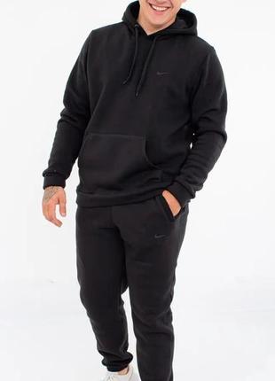 Зимний мужской спортивный костюм nike / зимний серый / черный спортивный костюм на флис / кофта и брюки найк