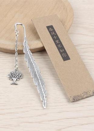 Закладка для книг металева дерево життя mrbookmark сріблястий