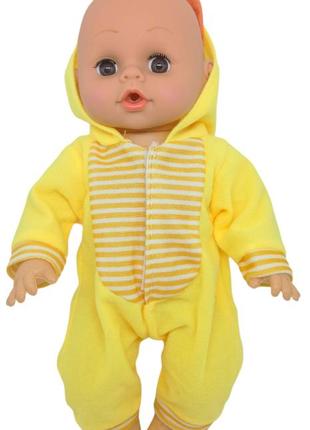 Пупс лялька розмовляє плаче сміється в костюмі каченя 29.5 см little baby з пляшечкою6 фото