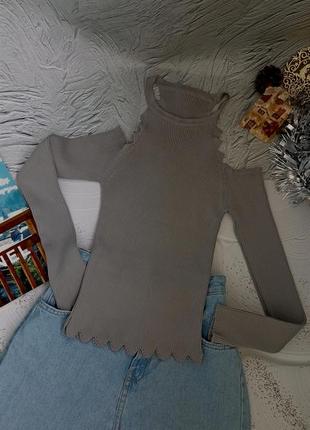 Женская кофточка,свитшот рубчик,водолазка с открытыми плечами турция 🌚3 фото