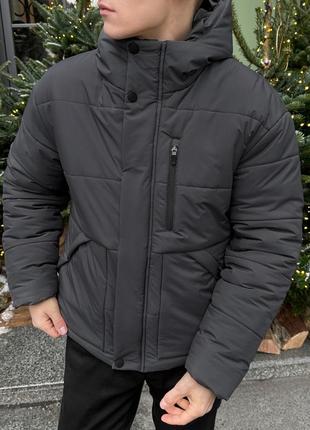 Куртка зимова чоловіча коротка пряма rockford до -15 темно-сіра пуховик чоловічий зимовий повсякденний1 фото