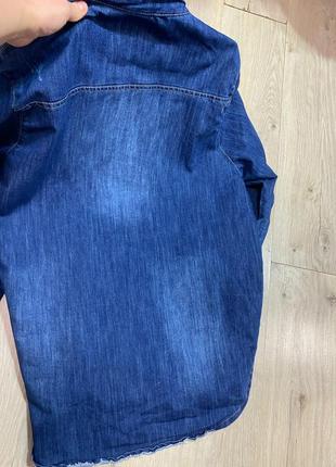 Стрейчевая новая плотная ассиметричная крутая джинсовая рубашка р.4хл10 фото